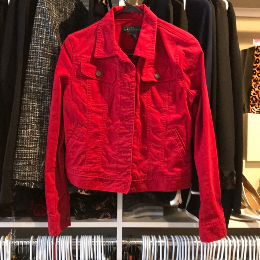 Red jean jacket
